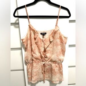 EXPRESS Floral Drawstring Tie Waist Ruffle Cami